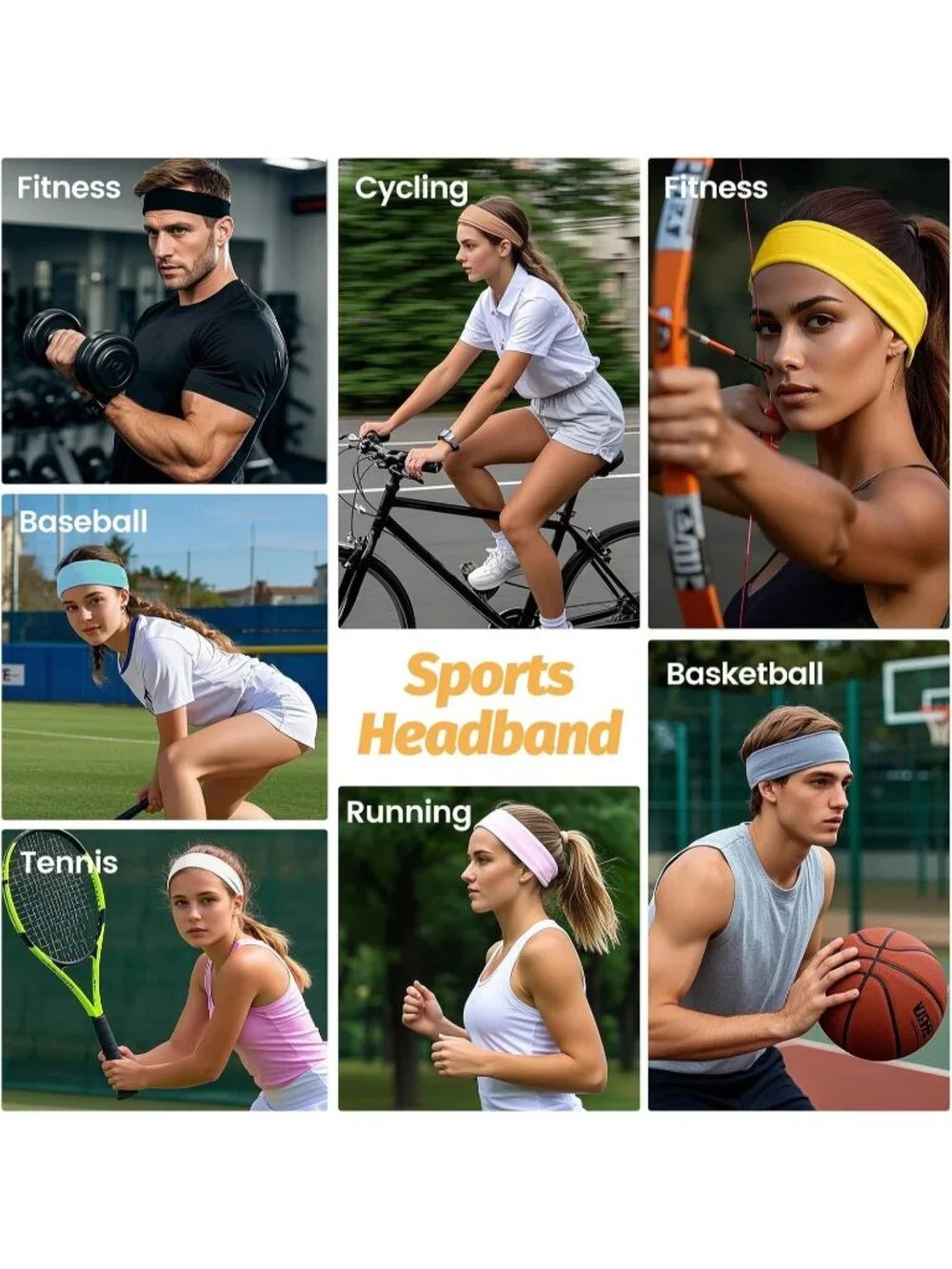 Women Elastic 6 Pack Thin Headbands Stretchy Workout Sweatbands Hair Accessories